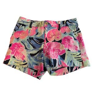 Lilly Pulitzer 5" Callahan Knit Shorts Navy Pink Floral Pattern Stretch - 4